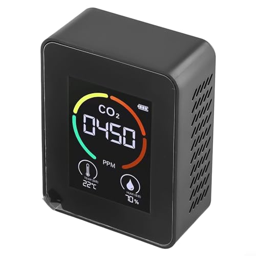 3-in-1-CO2-Detektor, CO2-Kohlendioxid-Monitor, digitaler Luftqualitätssensor, Detektor mit Temperatur, Luftfeuchtigkeit, für Zuhause, Büro, Fitnessstudio, Auto, eingebaute Lithium-Batterie, 1200 mAh, von FUBESK