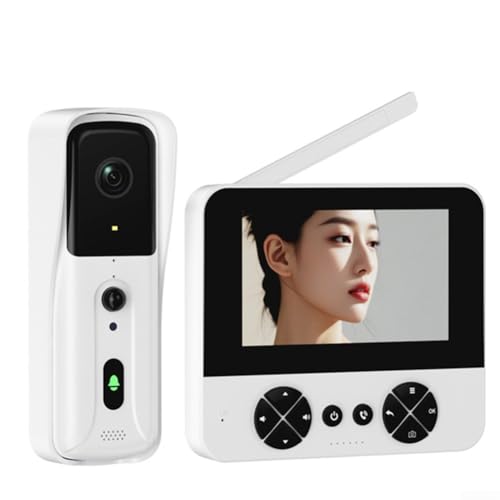 4 3 Zoll Wireless Smart Türklingel mit Duplex Gegensprechanlage und Outdoor Ladefunktion (weiß) von FUBESK