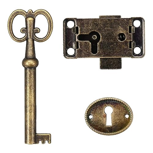 6pcs Ersatz Antik Vintage Stil Bronze Schrank Tür Schloss W/Schlüssel Werkzeug für Schmuckkästchen, Holzkisten, Schublade, Kleiderschrank von FUBESK