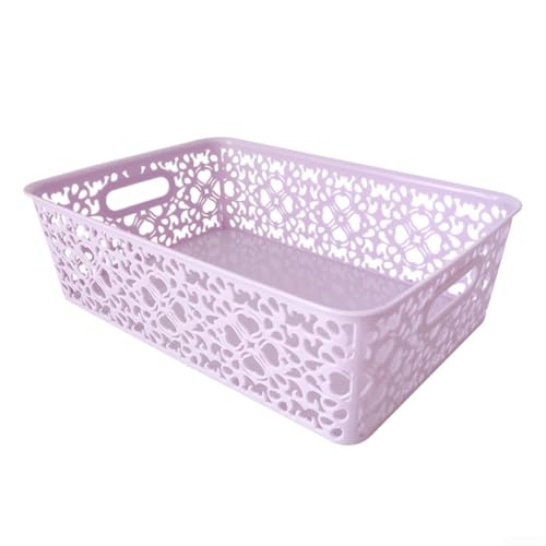 Aufbewahrungsbox aus Kunststoff mit hohlem stapelbarem Design und Deckel zum Organisieren von Kleidung, Kosmetika, Spielzeug (lila) von FUBESK