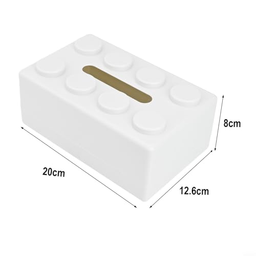 Baustein-Tücherbox, Wandmontage oder Desktop-ABS-Aufbewahrung für Taschentücher und geräumiger Organizer (weiß) von FUBESK