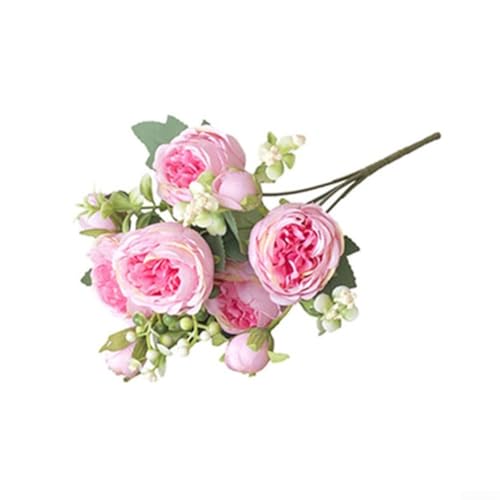 Blumenstrauß aus Seide mit lebensechten Blumen, für Hochzeiten, Partys und Heimdekoration, verschönert das Ambiente mit elegantem Touch (hellrot) von FUBESK