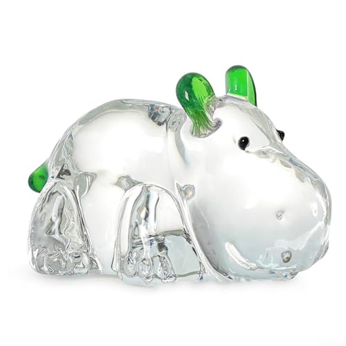 Charming For Crystal Hippopotamus Ornament Eye Catching Handcrafted Decoration for Your Desk (Transparent Green) von FUBESK