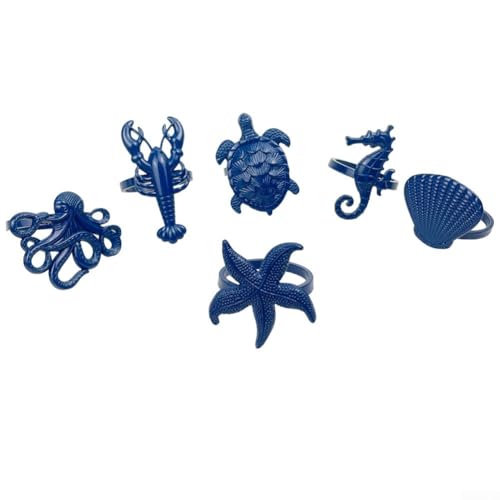 Charming Marine Design Serviettenringe 6-teiliges Set für festliche Esstischdekoration (blau) von FUBESK