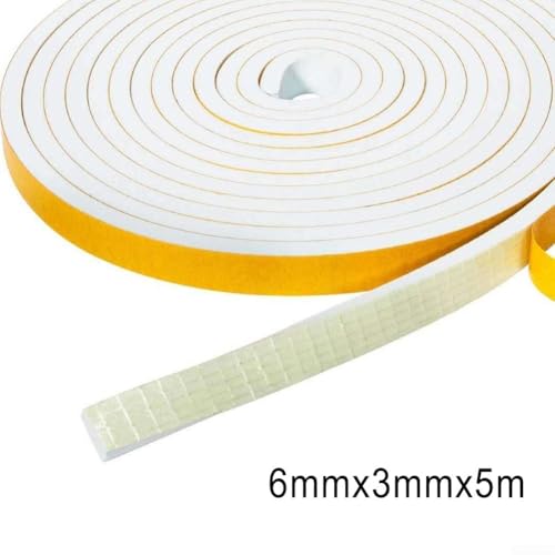 Dichtungsband aus Schaumstoff für Türen, 245 m, Gummi, Zugluftstopper für alle Jahreszeiten, 6 mm x 3 mm x 5 m von FUBESK