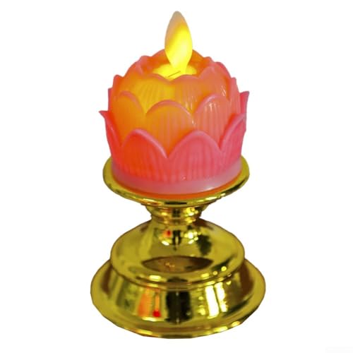 Elektronische Kerzenlampe im Lotus-Design für entspannte Abende zu Hause (Rosa) von FUBESK