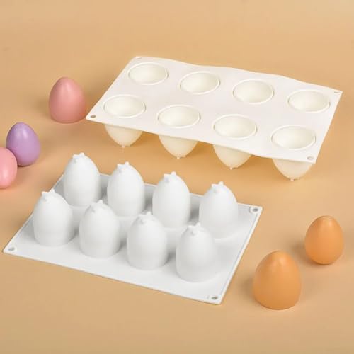 FUBESK 3D-Osterei-Form, Silikon-Backform für Mousse-Kuchen, Silikonformen für Schokolade, französische Dessertform für Gebäck, Schokolade (8 Eier) von FUBESK