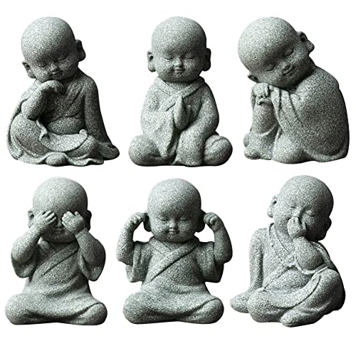 FUBESK 5-teiliges Statue-Set, kleine Mönche, niedliche kleine Mönche, Figur "See No Evil Speak No Evil Buddha" Statue Set für Zuhause, Büro, Schreibtisch, Bücherregal, Ornamente, Auto-Dekoration von FUBESK