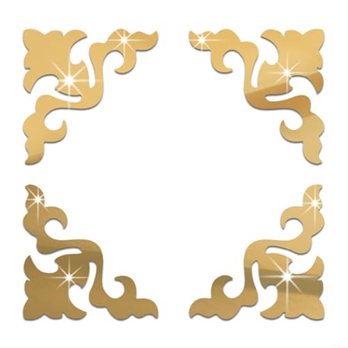 FUBESK Acryl-Spiegel-Wandaufkleber, einzigartige Ausschnitt-Designs, abnehmbarer Acryl-Spiegel-Aufkleber, Aufkleber für Zuhause, Wohnzimmer, Schlafzimmer, Dekoration (Gold) von FUBESK