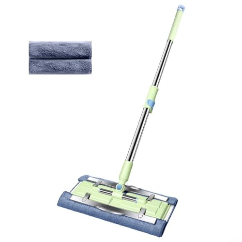 FUBESK Flacher Mikrofaser-Mopp mit Edelstahlgriff und Einweg-Pads, entworfen für die Reinigung unter Möbeln und engen Räumen im Haushalt (grün) von FUBESK