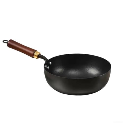 FUBESK Handgeschmiedeter Eisen-Bauchtopf Traditionelle unbeschichtete Bratpfanne Küche Kochgeschirr Metall Kochtopf (28 cm Topf) von FUBESK