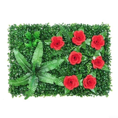 FUBESK Künstliche Buchsbaumplatte UV, 40 x 60 cm künstliche Rasenpflanze, Buchsbaumhecke Wandpaneele, Kunstrasen-Hintergrundwand, grüne Graswand, gefälschte Hecke für Dekoration, Sichtschutzzaun für von FUBESK