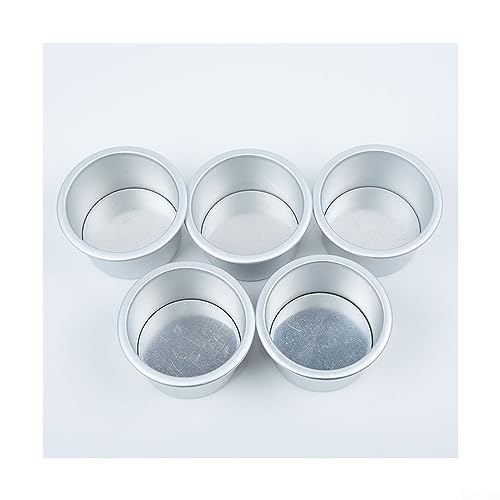 FUBESK ​Mini Runde Kuchenform, 5cps 10,2 cm Aluminiumlegierung Kuchenform mit abnehmbaren Böden DIY Kuchen Backformen Dekoration von FUBESK