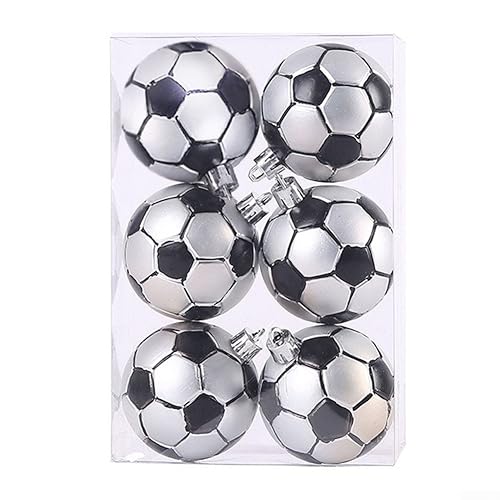 FUBESK Weihnachtsbaumschmuck, 6 Stück, Basketball, Fußball, Weihnachtsbaumschmuck, Weihnachtskugel, hängendes Baumschmuck-Sortiment-Set (A) von FUBESK