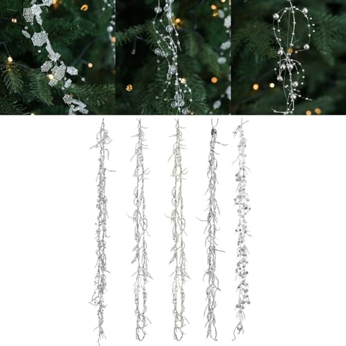 FUBESK Weihnachtsbaumschmuck aus klarem Glas mit Perlenkette für Ferienhaus, Hochzeit, Party, Dekoration, 2 m, hängende Dekoration für drinnen und draußen, festliches Display (grün) von FUBESK