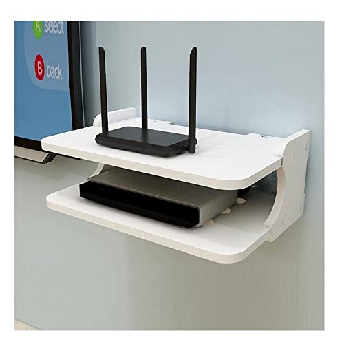 FUBESK WiFi-Router-Aufbewahrungsbox, schwebende Regale, TV-Set-Top-Rack, Wandmontage, Kabelmanagement-Aufbewahrungsregal für Wanddekoration (weiß), 30 cm, halbrund von FUBESK