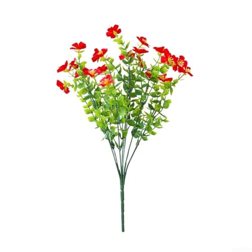 Flexibler Stiel 7 Zinken Eukalyptus Blume für einzigartige Blumenarrangements (rot) von FUBESK