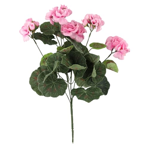 Geranien, künstliche Geranien, Busch, UV-beständig, künstliche Geranien, Seidenblumen, für den Außenbereich, Geranien, für Blumen, Heimdekoration, Purpur Rosa von FUBESK