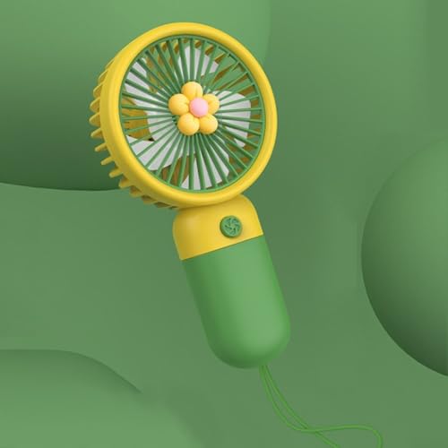 Kompakter Handventilator mit USB-Aufladung, für Reisen und persönlichen Gebrauch (Blumen-Grün) von FUBESK