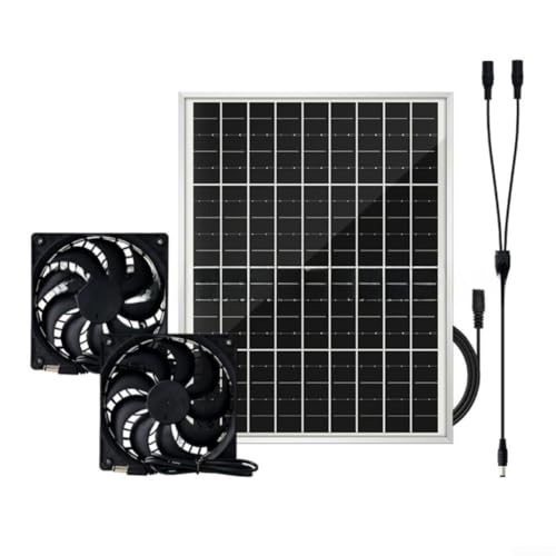 Kompakter Solarpanelventilator zur Belüftung in Außenanlagen und zur Tierpflege (Doppelventilator) von FUBESK