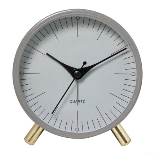 Kreativer und kompakter Desktop-Wecker, leiser Betrieb mit weichem Nachtlicht, Grau von FUBESK