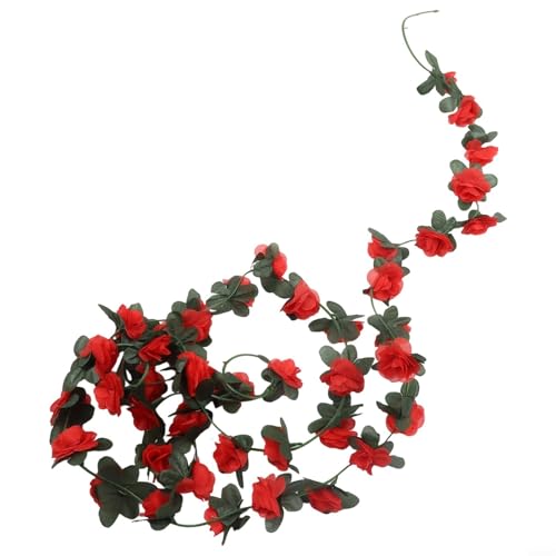 Künstliche Blumen Rebe 45pcs Rose für DIY Hochzeit Dekoration, 2 5 Meter Seide und Kunststoff Girlande für Wandbehang (rot) von FUBESK