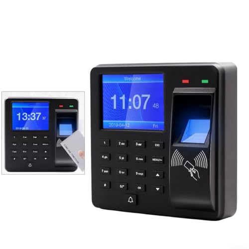 Mitarbeiter-Zeituhr, Uhr in Maschinen für kleine Unternehmen, mit Fingerabdruck-Scanner, PIN-Code-Eingabe, für RFID-Karten-Zugriff, Diebstahlschutz, Plug-and-Play-Installation von FUBESK