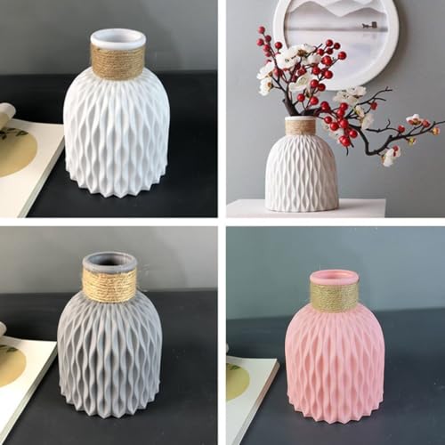Moderne Kunststoff-Blumenvase für Zuhause und Büro, europäischer Stil, Keramik-Design für Hochzeiten und Veranstaltungen, Tischdekoration (grau) von FUBESK