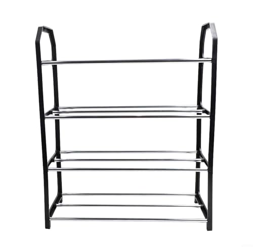 Platzsparendes Schuhregal aus Metall, ideal für Wohnzimmer, Schränke oder Garagen (schwarz) von FUBESK