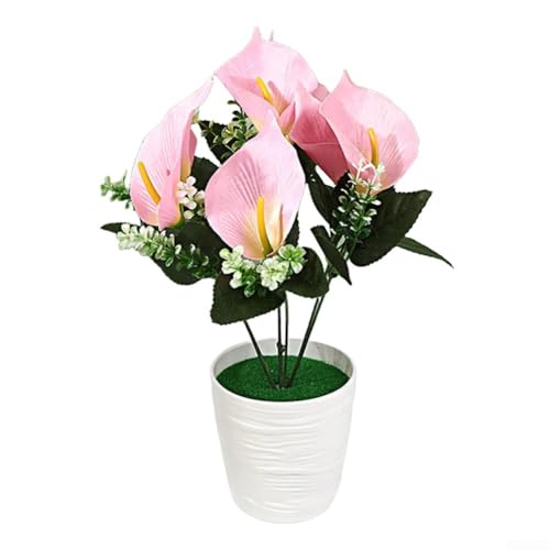 Realistische Calla-Lilie aus Seide im Topf, für Hochzeit und Heimdekoration (Rosa) von FUBESK