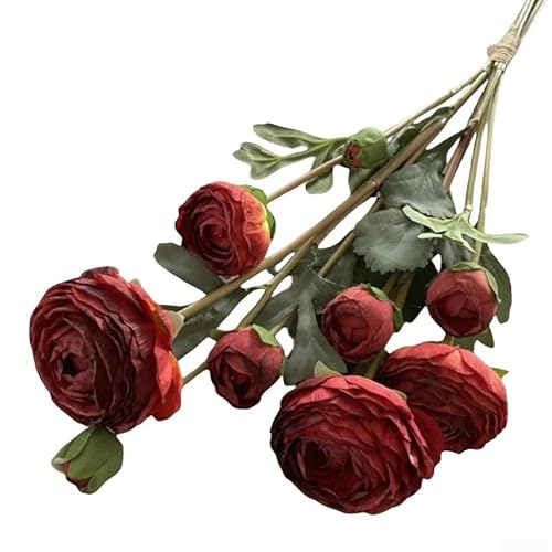 Red Rosy 9 Köpfe Simulation Blume Dekoration für Hochzeit Veranstaltungsorte und Wohnräume, geeignet für Wohnzimmer, Schlafzimmer und Event Dekoration (rot) von FUBESK