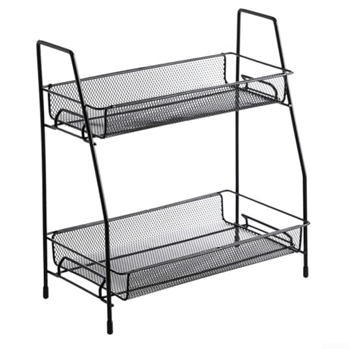 Rolling Organizer Rack 2 Layer Kitchen Shelf for Optimal Storage and Organization (L Black) von FUBESK