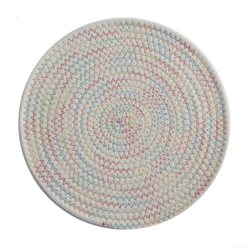 FUBESK Runde Tischsets, 30,5 cm, gewebtes Rattan, hitzebeständig, Tischmatte für Esstisch, Urlaub, Weihnachten, Küche, Tischmatte (bunt, 30 cm) von FUBESK