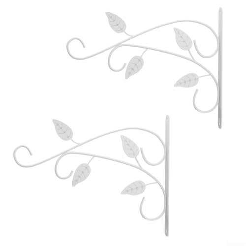 Schmiedeeiserne Blumentopfhalter zur Wandmontage, für den Innen- und Außenbereich, zum Aufhängen von Pflanzen, Laternen und dekorativen Gegenständen, Weiß, 2 Stück von FUBESK