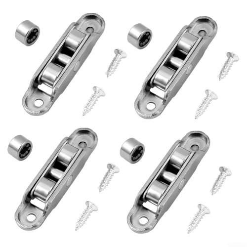 Set mit 4 Edelstahl-Schiebetürflügel-Rädern mit 77 Schlitzen, geeignet für Aluminium-Fenster- und Türrahmenanwendungen mit 15 x 16 mm Nut (B) von FUBESK