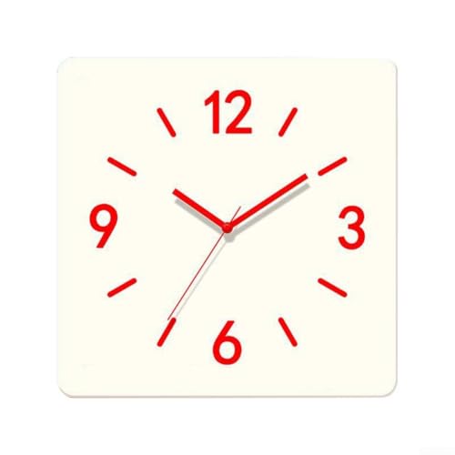 Silent Square Wall Clock 30.5 cm Quartz Movement Non Ticking Design Suitable for Office Living Room Bedroom (Red) von FUBESK