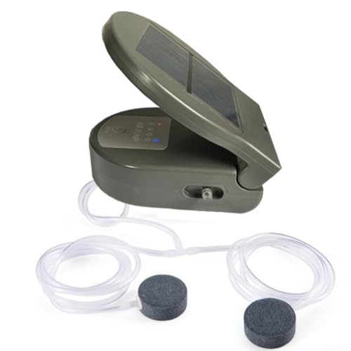 Solarbetrieben für Teichbelüfterpumpe mit wiederaufladbarem Akku und mehreren Modi für Sauerstoffversorgung in Teichen und Aquarien (Grau 2600 mAh) von FUBESK