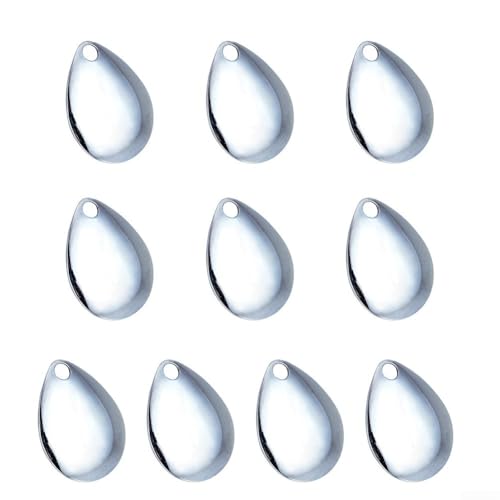 Spinner Blades Angelköder-Set, 10 Stück, Kupfer mit UV-Behandlung für DIY benutzerdefinierte Inline-Spinner, Zander-Spinner, Forellen-Spinner und Buzzbaits (Silber-UV) von FUBESK