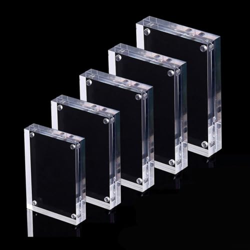 Transparenter Acryl-Bilderrahmen für magnetische Anzeige, 8 + 8 mm dick, für persönliche Fotos und schöne Landschaften (5,5 x 8,2 cm) von FUBESK