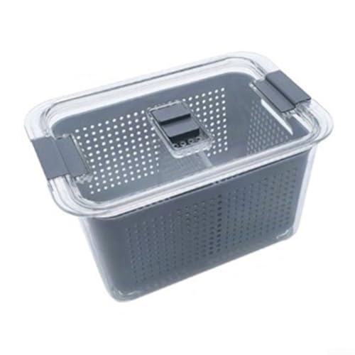 Vereinfachen Sie die Organisation von Obst in Ihrem Kühlschrank mit dieser ablaufbaren Kunststoff-Aufbewahrungsbox (weiß) von FUBESK