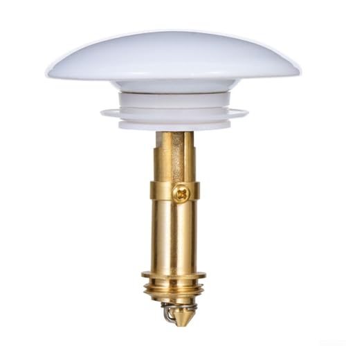 Waschbecken-Ablaufstopfen aus Messing, 66 mm, mit Druckknopfabdeckung und auslaufsicherer Gummidichtung für den Heimgebrauch (weiß) von FUBESK