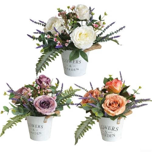 Wunderschön gearbeiteter künstlicher Blumentopf, perfekter Akzent für Regale, Tische oder Blumenarrangements (lila) von FUBESK