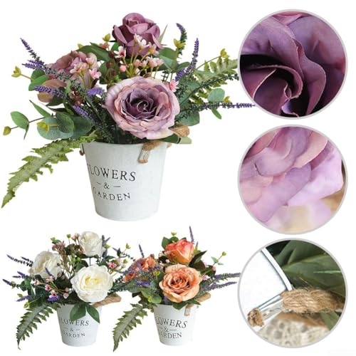 Wunderschön gearbeiteter künstlicher Blumentopf, perfekter Akzent für Regale, Tische oder Blumenarrangements (weiß) von FUBESK