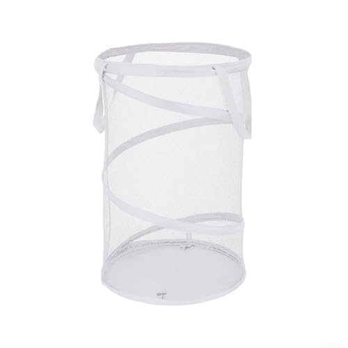 Zusammenklappbarer Spiral-Mesh-Wäschekorb, große Kapazität, atmungsaktive Seiten, verstärkte Griffe, Konstruktion für Zuhause, Wohnheim, Waschküche (weiß) von FUBESK