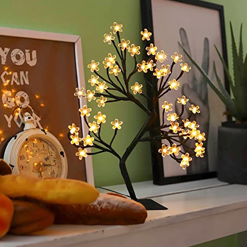 LED Bonsai Tree Light Cherry Blossom Crystal Flower Adjustable Branches Artificial Tree Timer Battery Operated for Home Decoration Night Light and Gift (Warm White) von FUCHSUN $$$