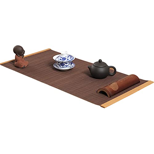 FUDANLI Tischläufer Kaffeefarbe Tea Slat Tischset Bambus, Tischläufer Im Japanischen Stil Mit Handpolierten Kanten, Hitzebeständige Kaffeematten (Size : 40x90cm/15.7x35.4in) von FUDANLI