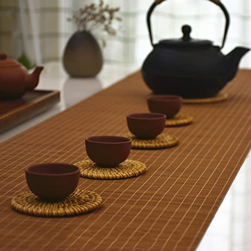 FUDANLI Tischläufer Kaffeematte In Teefarbe Handgewebter Bambus, Tischläufer Im Japanischen Stil, Hitzebeständige Tischsets für Die Küche, Kaffeematte Aufrollen (Size : 30x120cm/11.8x47.2in) von FUDANLI