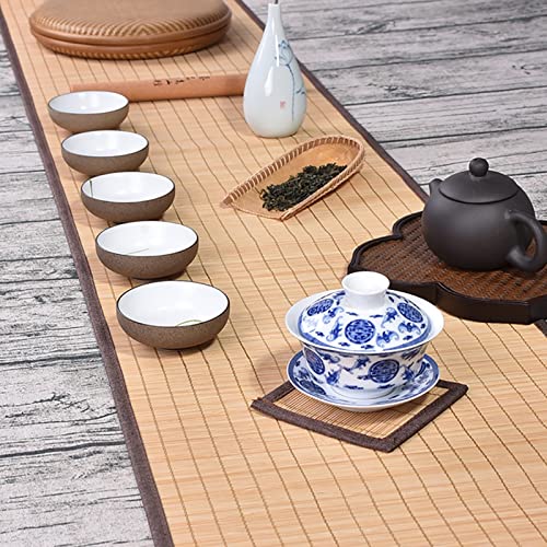 FUDANLI Tischläufer Original Teematten Aus Bambus Japanischer Stil, Abwischbare Platzdeckchen/Kaffeeuntersetzer mit Stoffbordüre, Teehaus-Tischläufer (Size : 30x120cm/11.8x47.2in) von FUDANLI