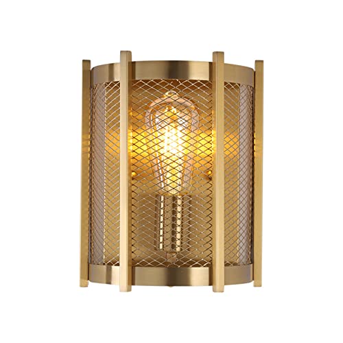 FUDGIO 7W Mesh Wandleuchte Hellgold Wandleuchte Industrial Retro Wandlampe Eisen 3000K für Badezimmer Wohnzimmer Schlafzimmer Flur FUDGIO 7W Mesh Wandleuchte Hellgold Wandleuchte Industrial Retro Wandlampe Eisen 3000K für Badezimmer Wohnzimmer Schlafzimmer Flur von FUDGIO