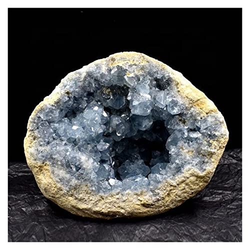 FUDGIO Natürlicher Kristall, rauer natürlicher Kristall, Heilstein, Blauer Celestite-Kristall-Geoden-Cluster zur Dekoration (Size : 500g) von FUDGIO